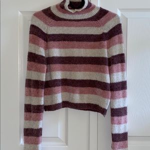 NWOT UO Pastel Pink Neapolitan Fuzzy Mock Neck Top